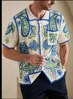 Men’s Premium Patchwork Crochet Shirt