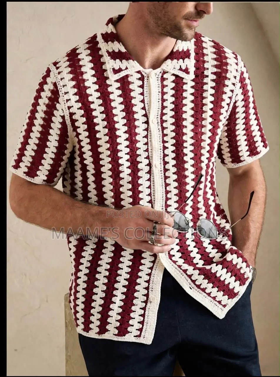 Men’s Premium Patchwork Crochet Shirt