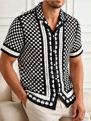 Men’s Premium Patchwork Crochet Shirt