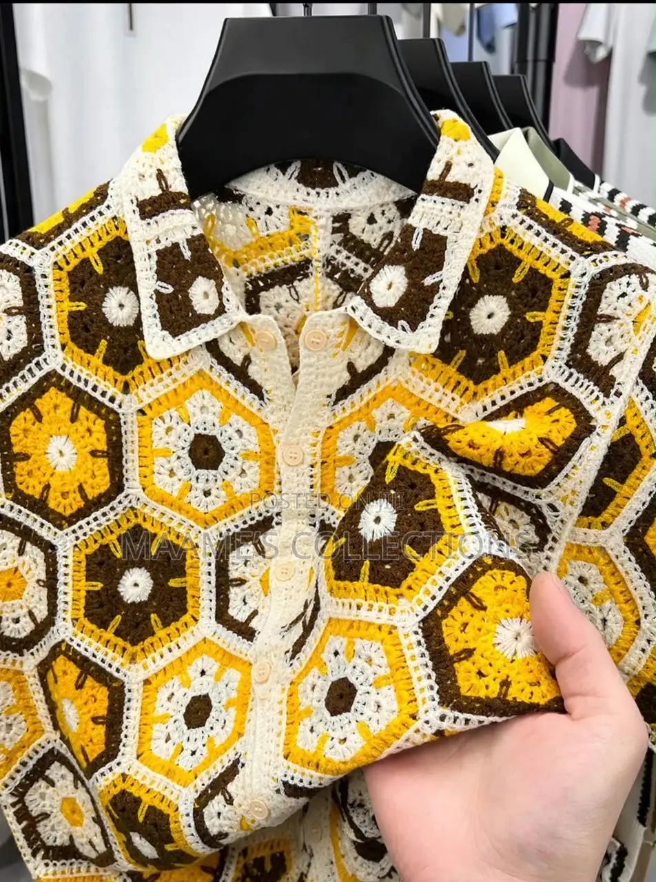 Men’s Premium Patchwork Crochet Shirt