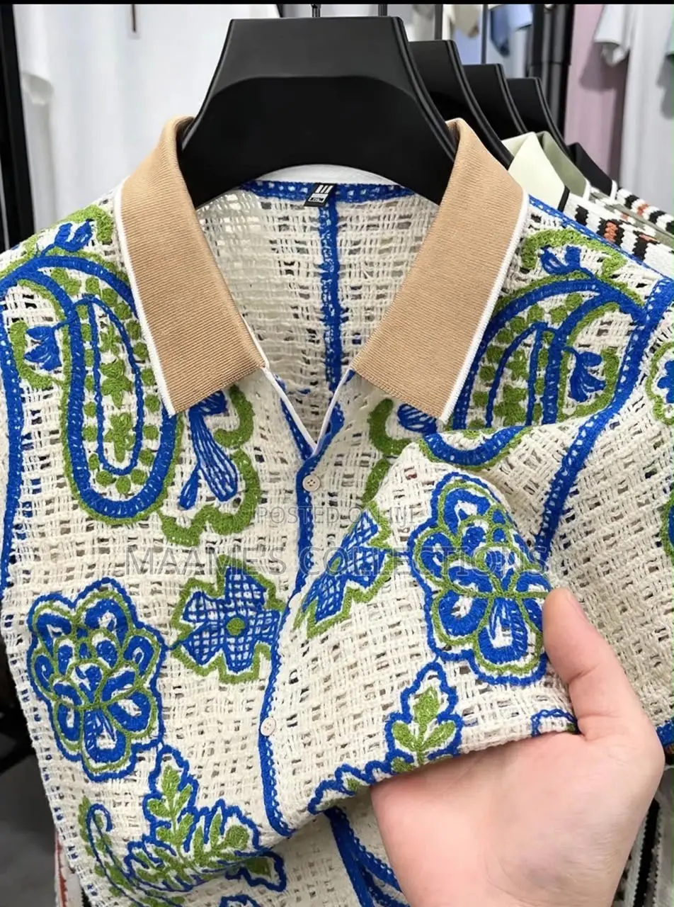 Men’s Premium Patchwork Crochet Shirt
