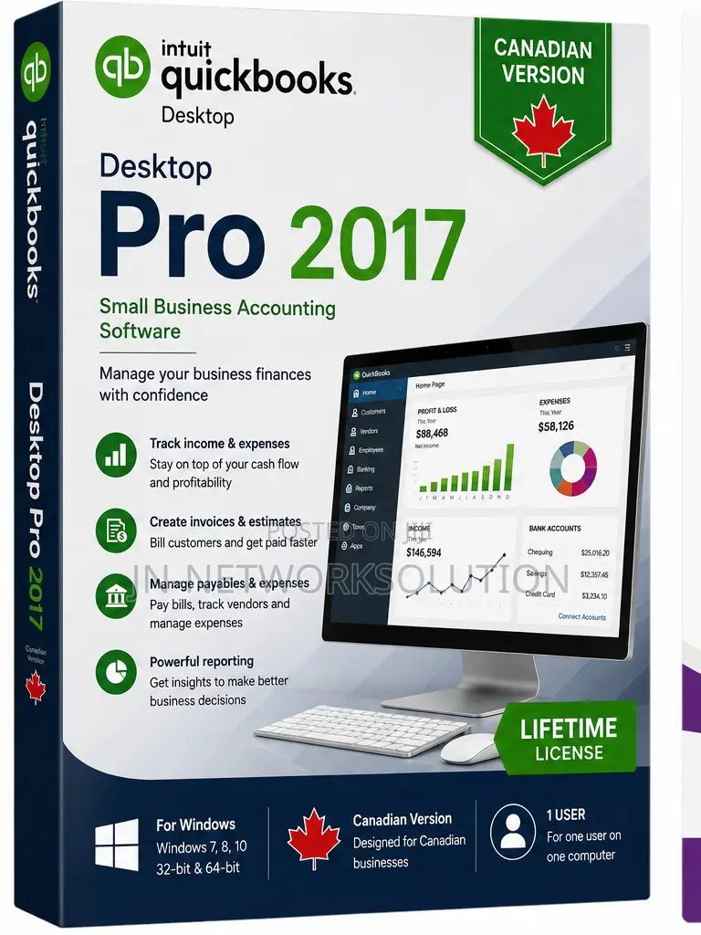 Intuit QuickBooks Desktop Pro 2017 Lifetime Windows Canadian Version