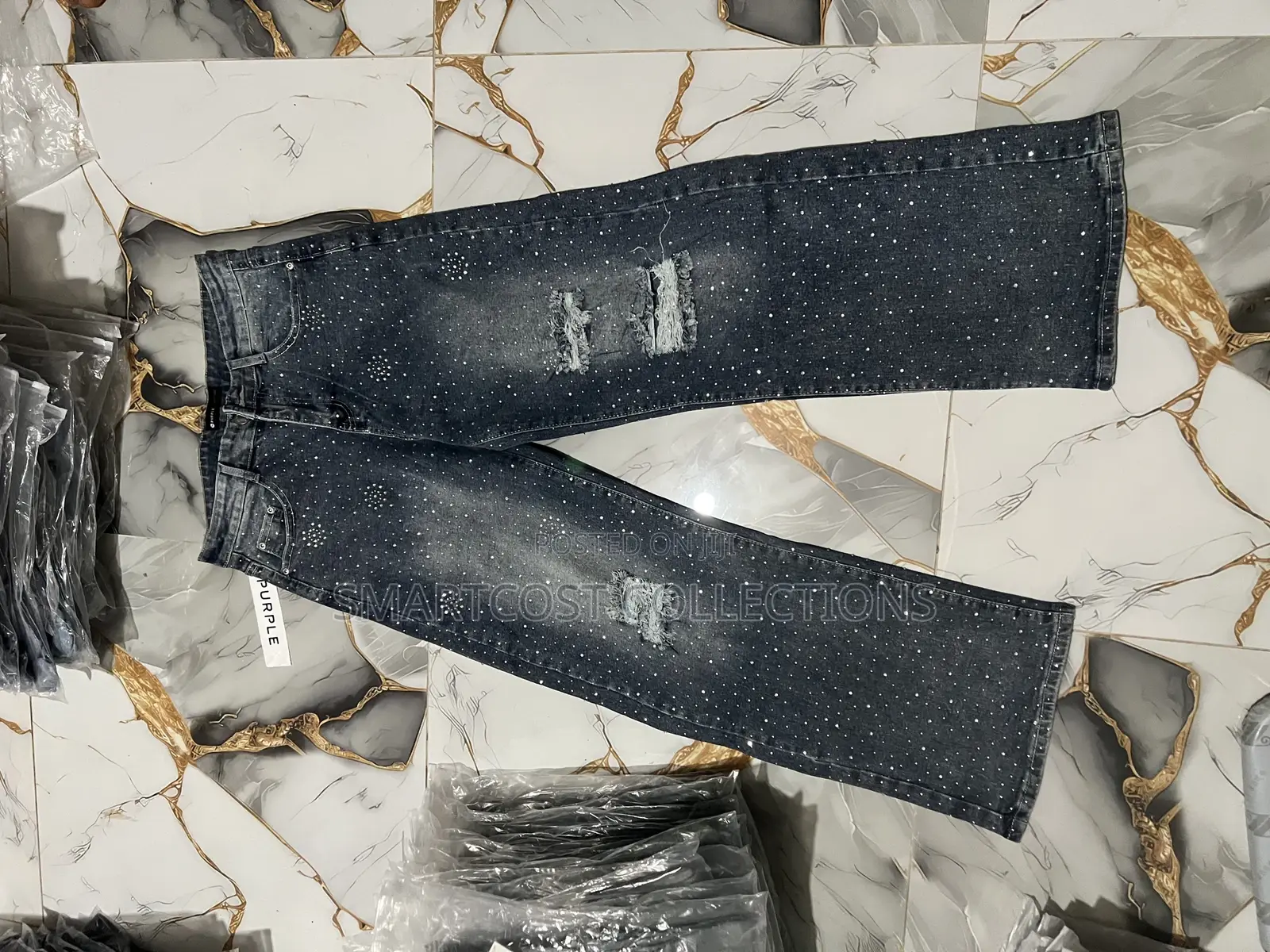 Alive Black Rhinestones Cross Jeans