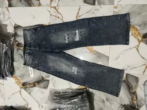 Alive Black Rhinestones Cross Jeans