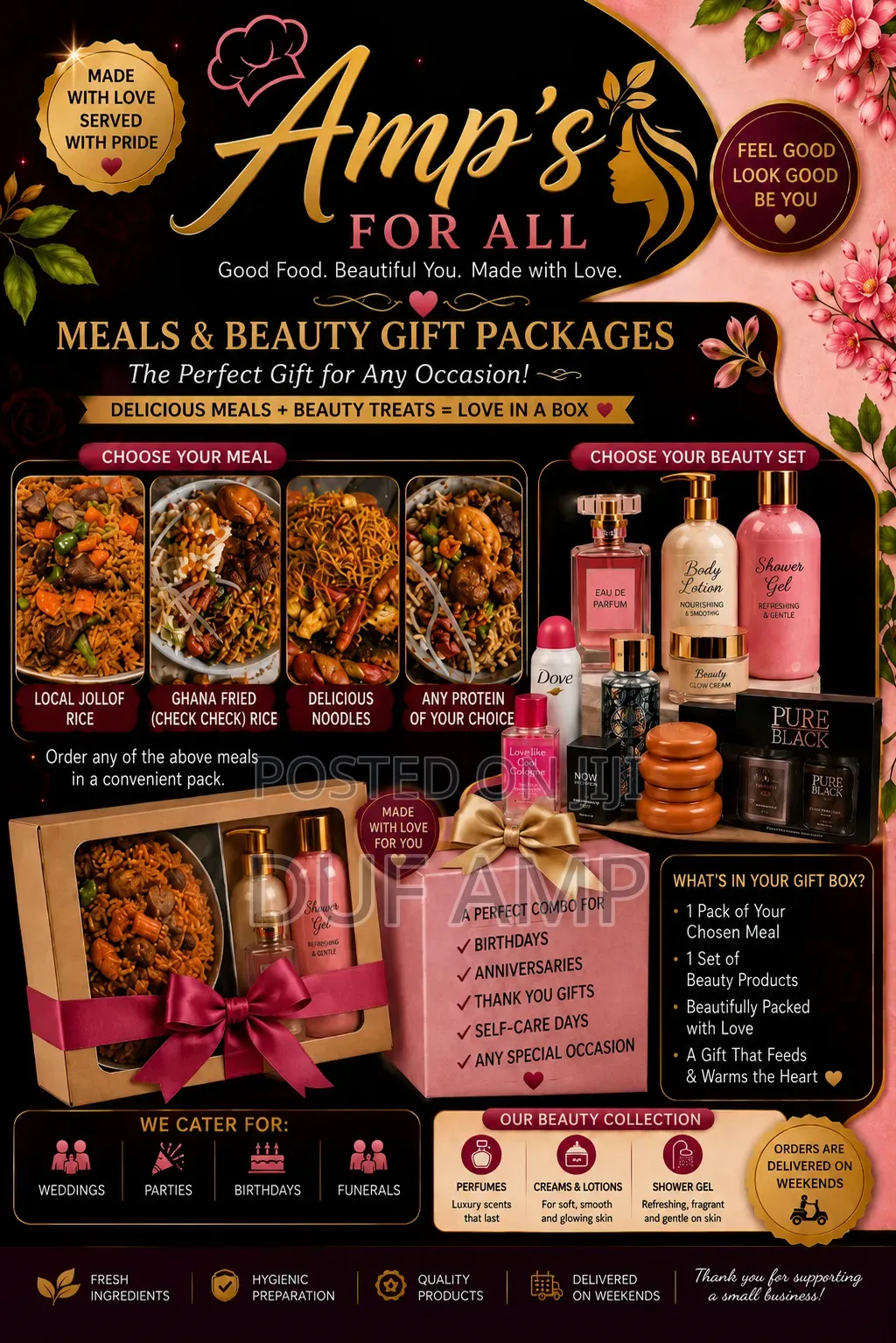Meals and Beauty Gift Packages - Amp's for All