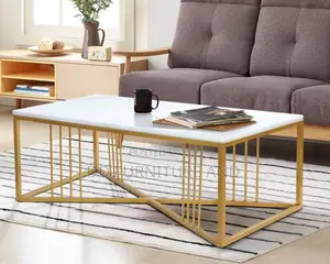 Mable Center Table White and Gold