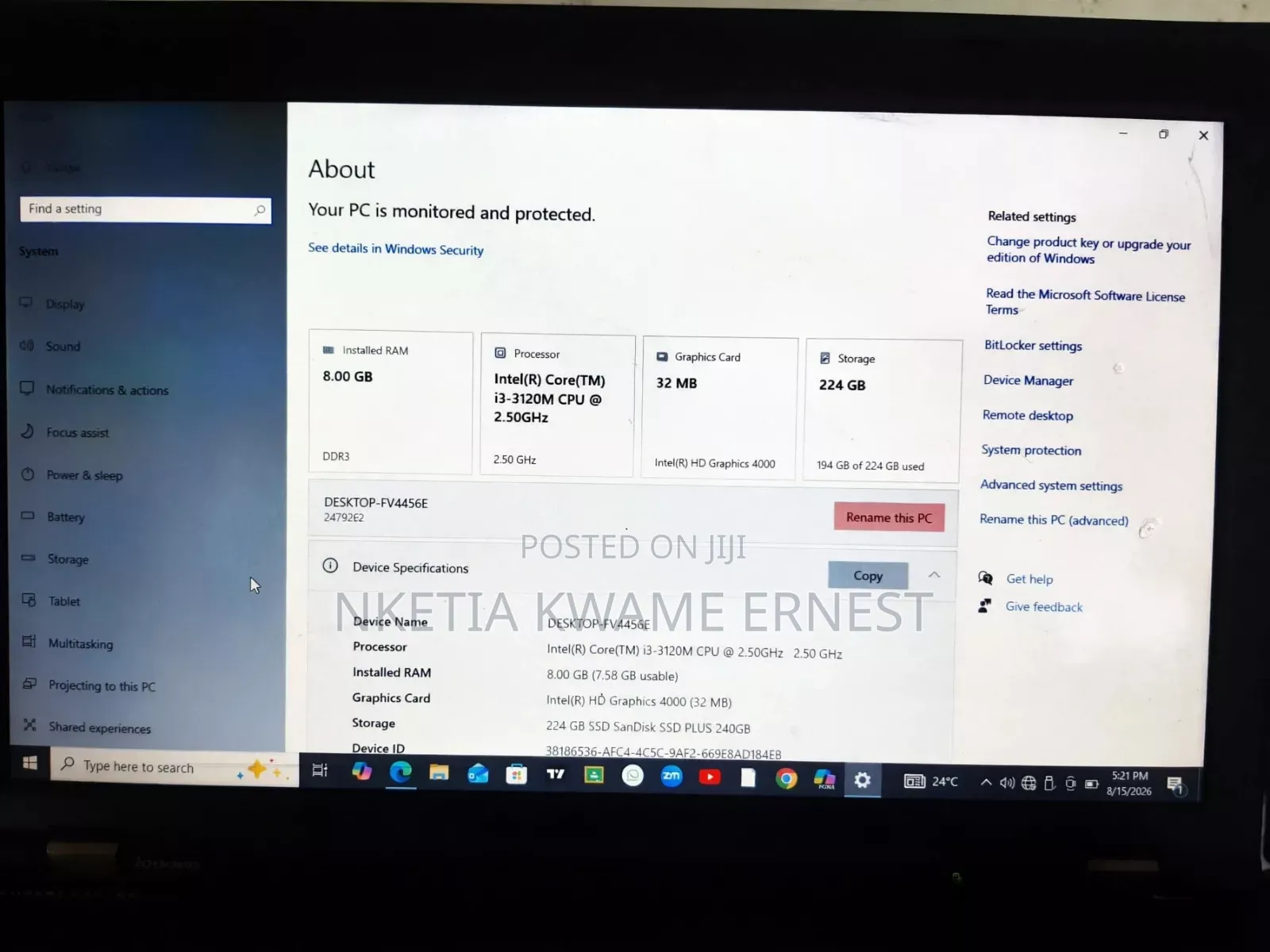 Laptop Lenovo ThinkPad X1 Yoga 8GB Intel Core i3 SSD 256GB