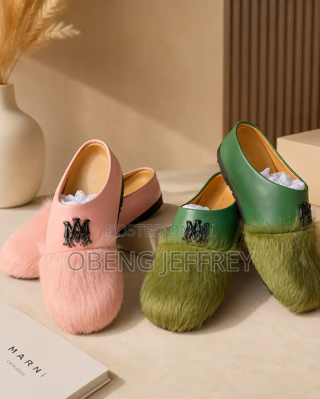 Original Amiri X Marni Slip Hair-on Leather Mule in Colours