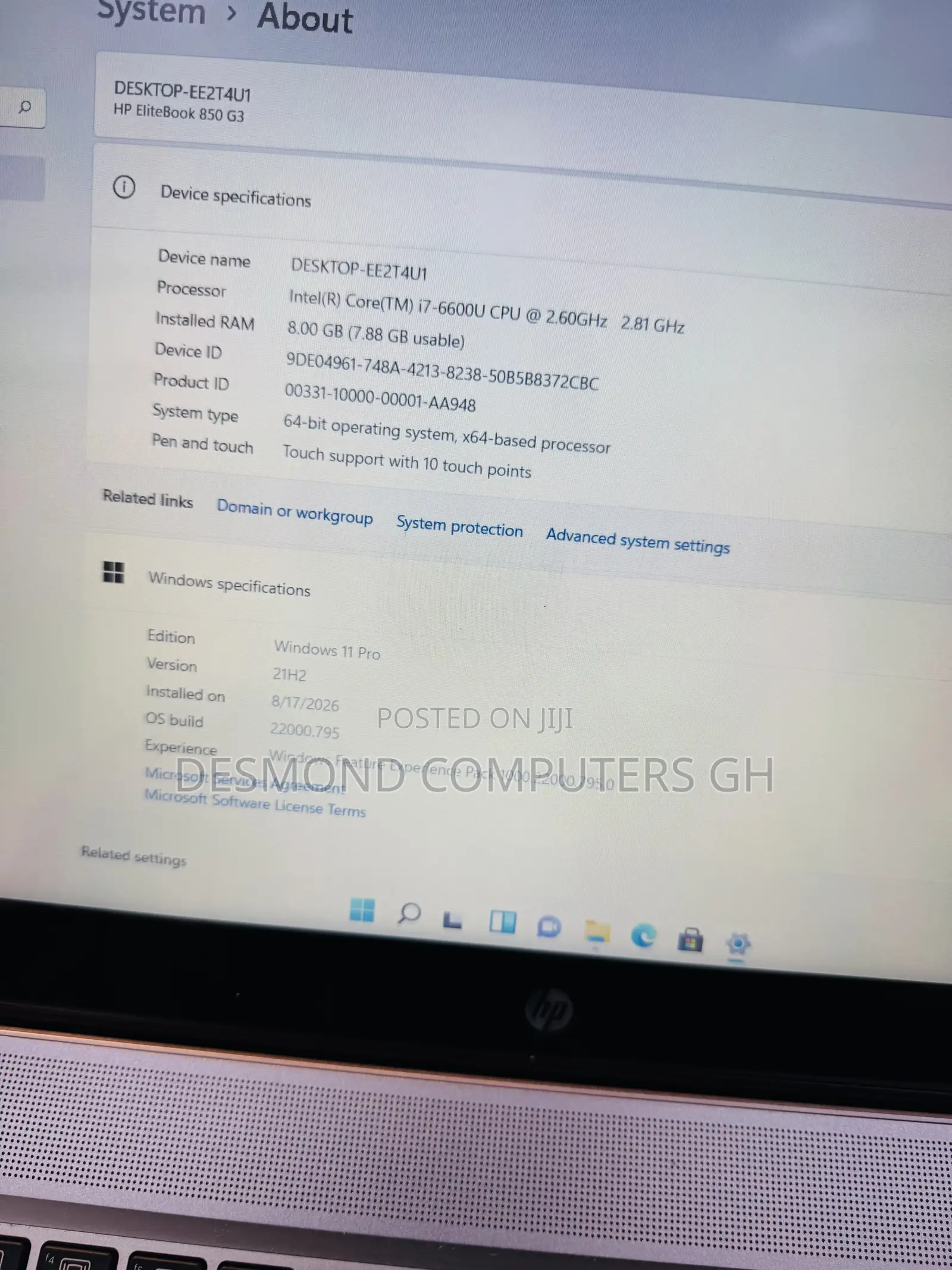 Laptop HP EliteBook 850 G3 8GB Intel Core i7 SSD 256GB
