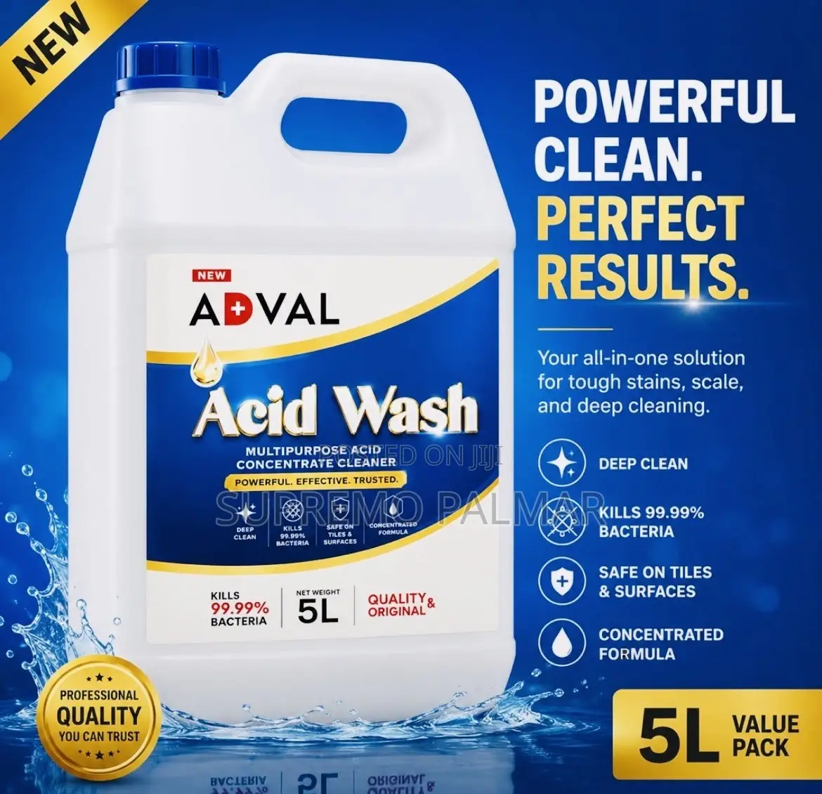 Adval Acid Wash 5L - Concentrated Tile, Concrete Rust Stain Cleaner