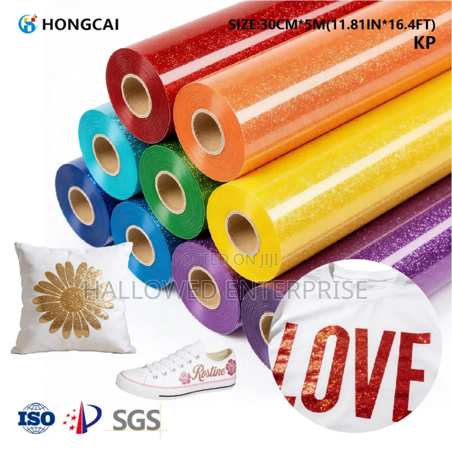 Glitter/Shiny Heat Transfer Vinyl for Tshirt, Bags, Caps