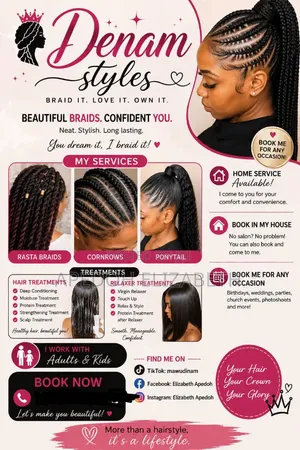 Professional Hairbraider and Home Service Available