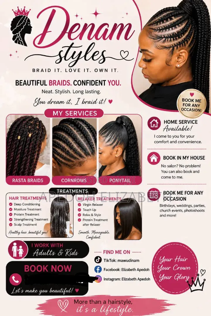 Professional Hairbraider and Home Service Available
