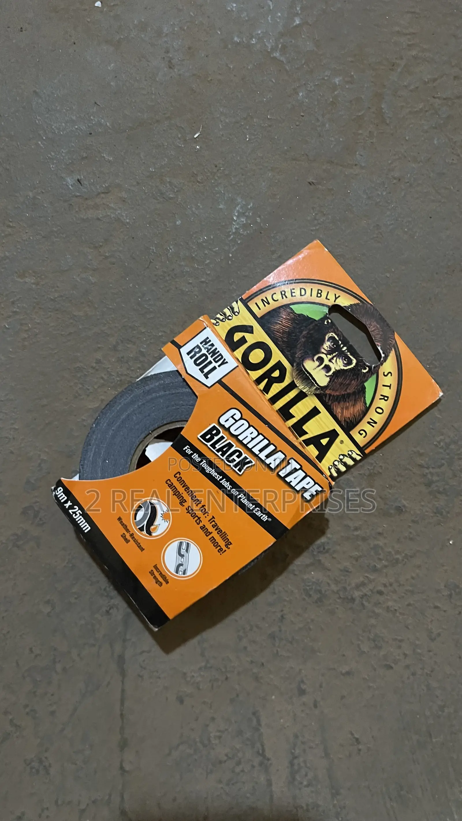 Gorilla Black Tape Handy Roll (9m X 25mm) Heavy Duty