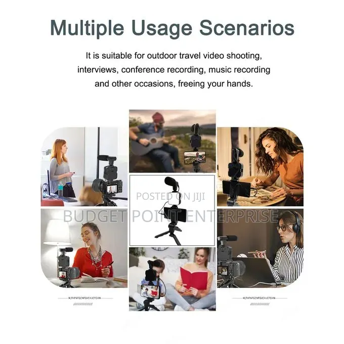 Phone Vlog Video Kit With Adjustable Tripod, Light, Mic for Video