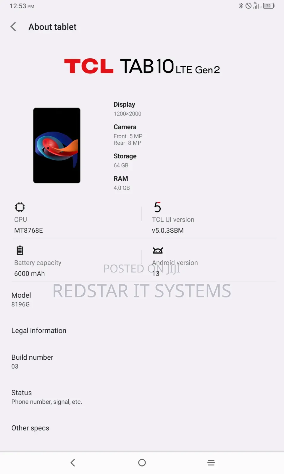 TCL Tab 10 HD 4G 64 GB Silver