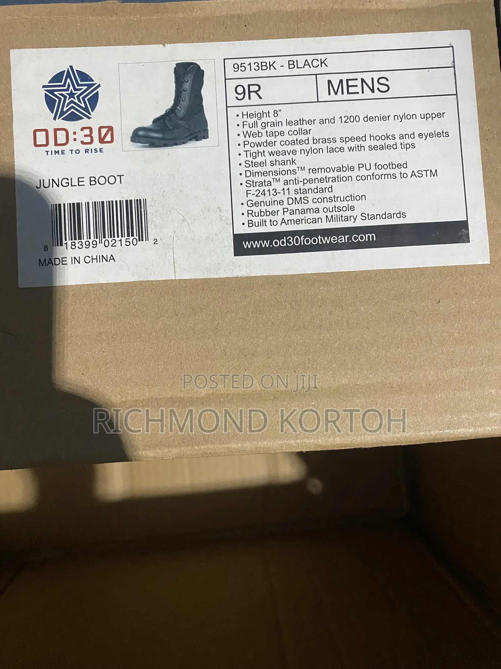 OD:30 ,Time to Rise Jungle Boot(9513bk - Black)