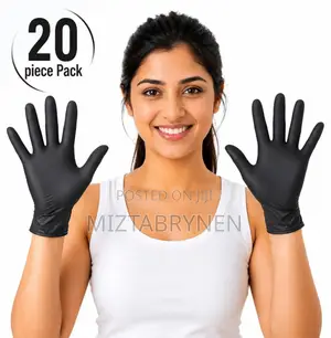 Nitrile Disposable Black Gloves Powder-Free & Latex-Free - 20pcs