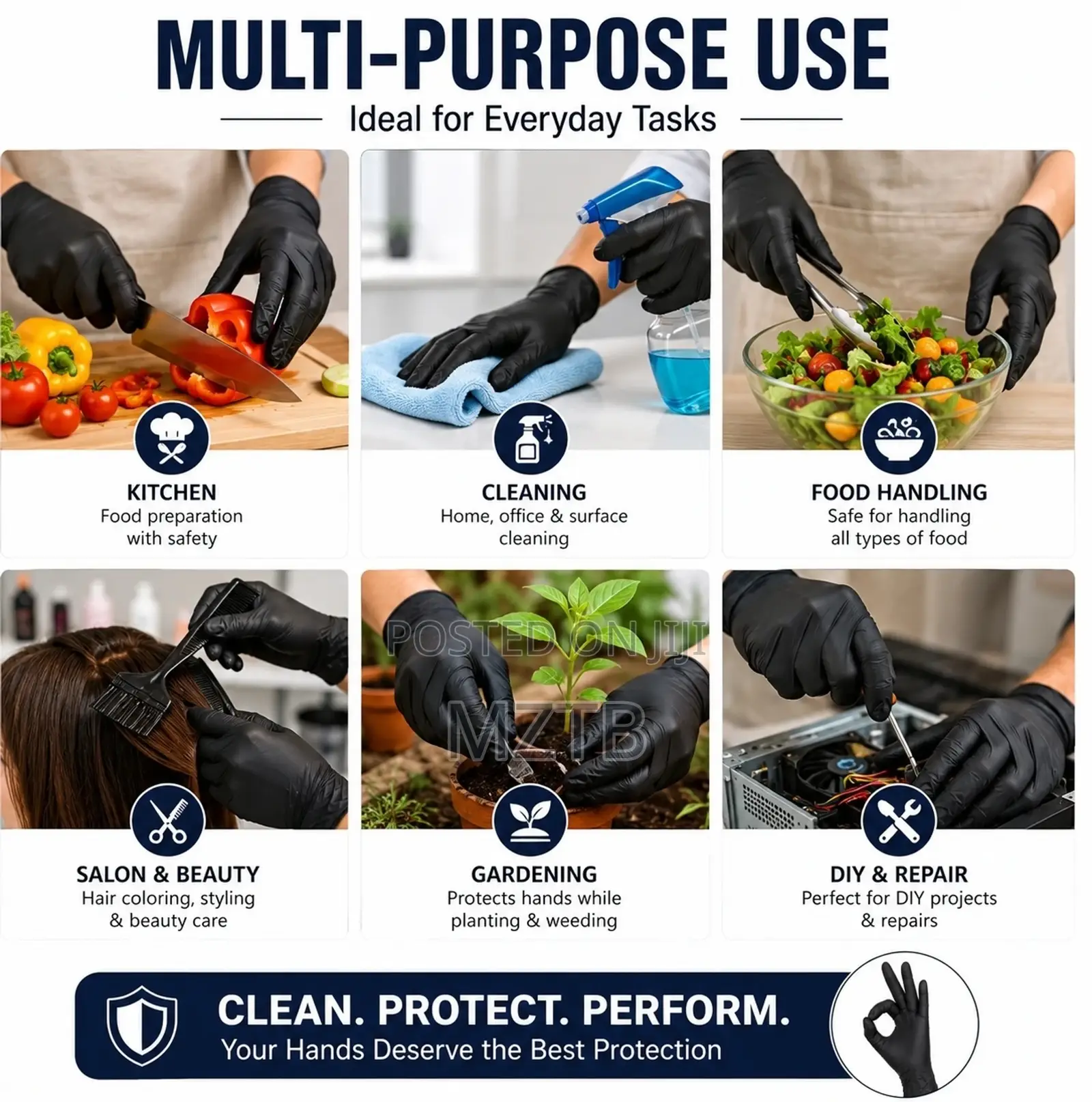Nitrile Disposable Black Gloves Powder-Free & Latex-Free - 20pcs