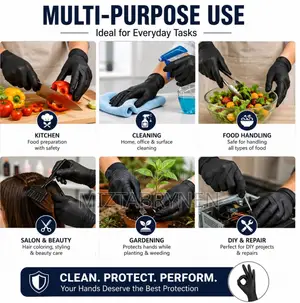 Nitrile Disposable Black Gloves Powder-Free & Latex-Free - 20pcs