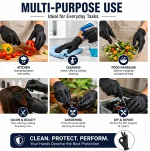 Nitrile Disposable Black Gloves Powder-Free & Latex-Free - 20pcs