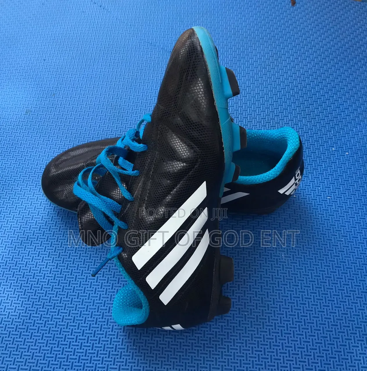 Adidas Soccer Cleats Conquisto FG Mens Size 38 Black Blue Running Shoe