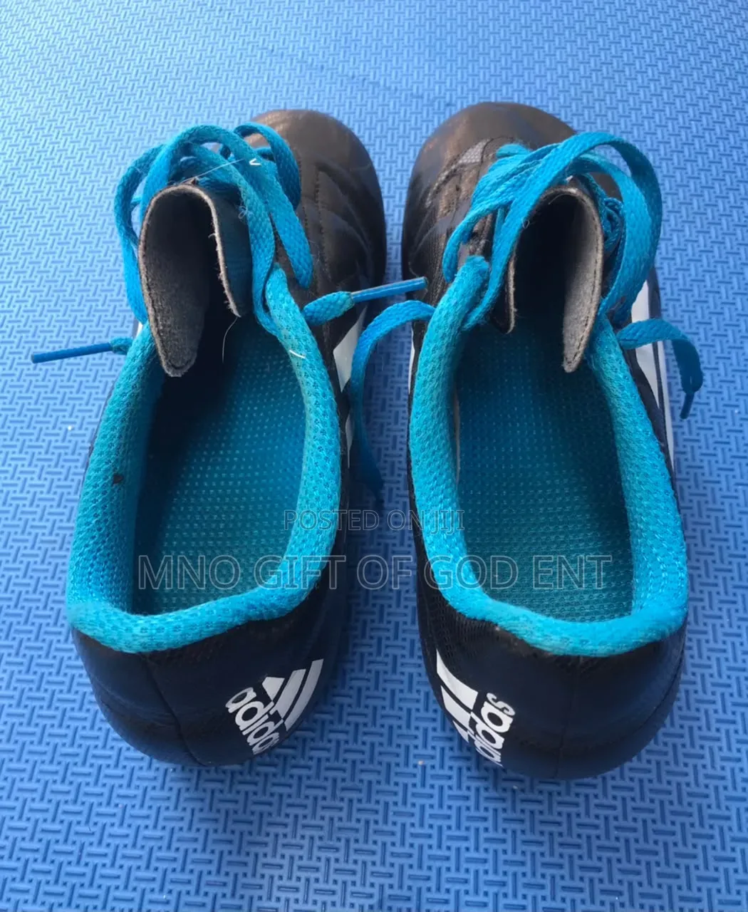 Adidas Soccer Cleats Conquisto FG Mens Size 38 Black Blue Running Shoe
