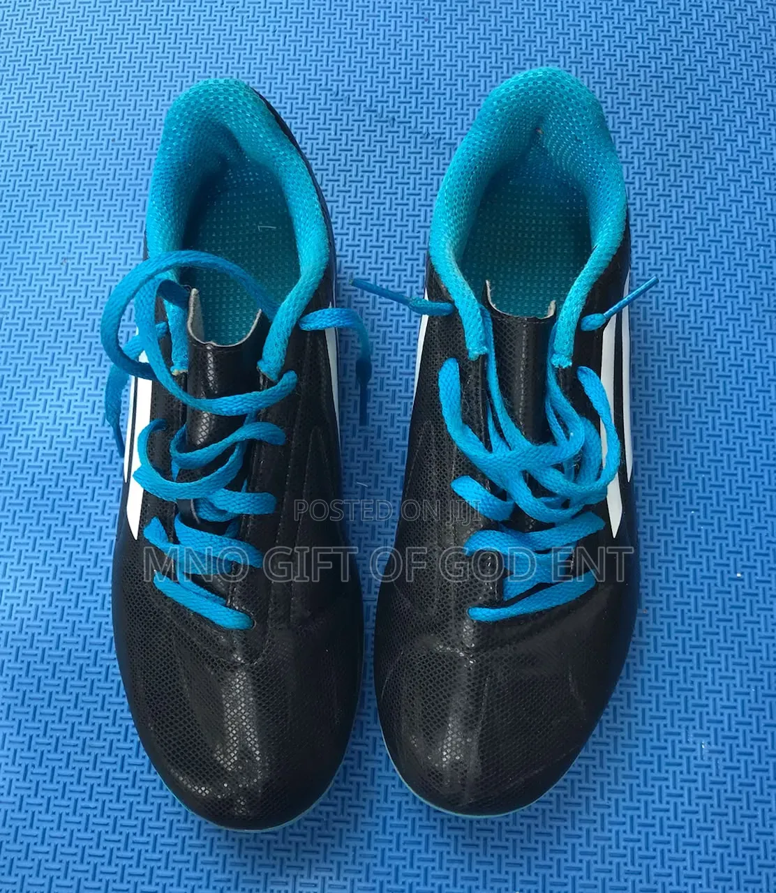 Adidas Soccer Cleats Conquisto FG Mens Size 38 Black Blue Running Shoe