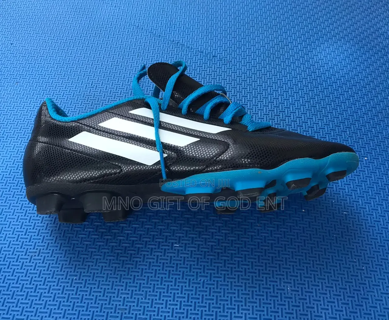 Adidas Soccer Cleats Conquisto FG Mens Size 38 Black Blue Running Shoe
