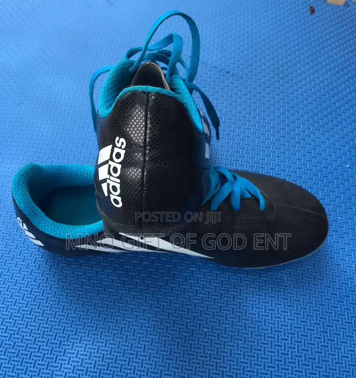 Adidas Soccer Cleats Conquisto FG Mens Size 38 Black Blue Running Shoe