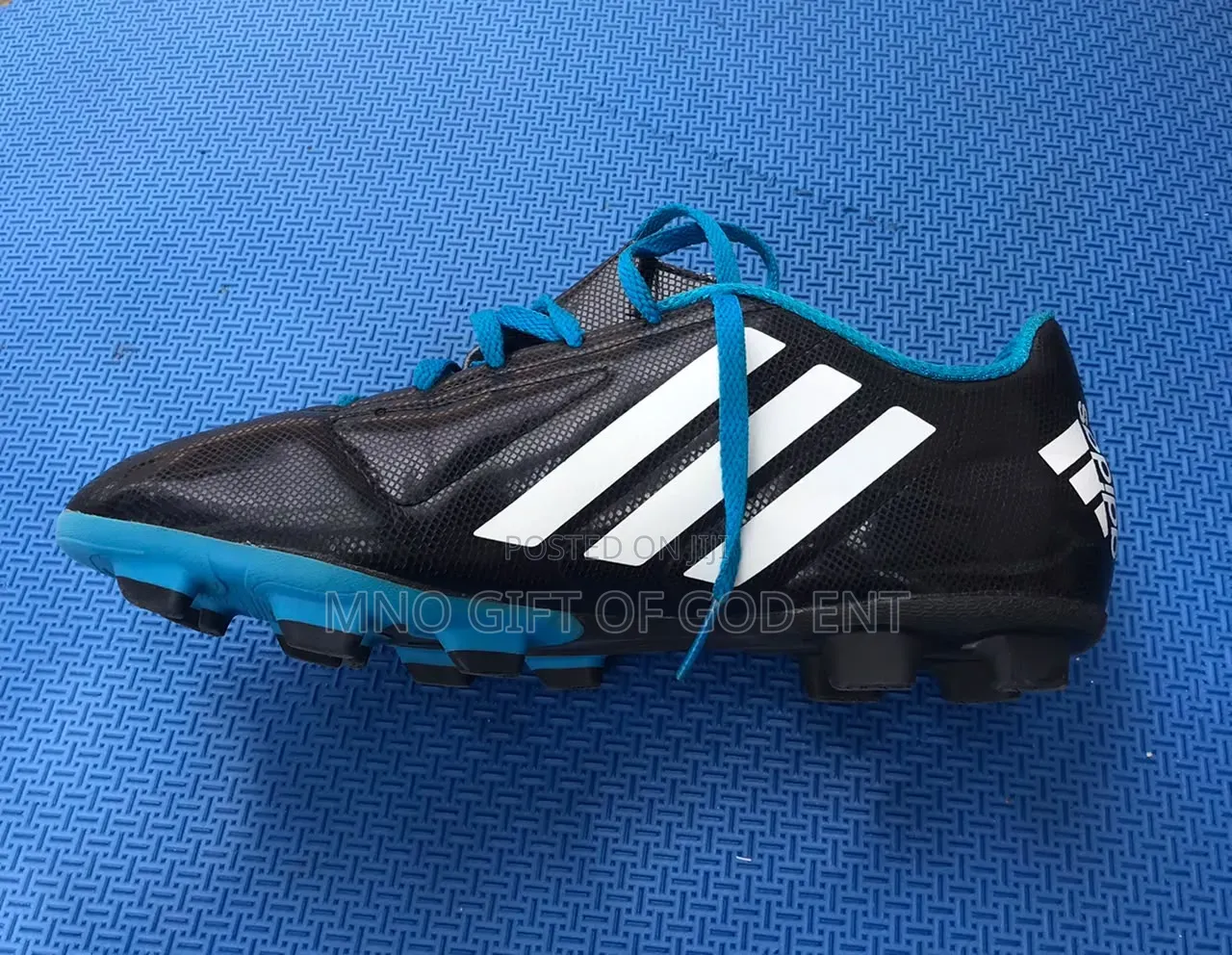 Adidas Soccer Cleats Conquisto FG Mens Size 38 Black Blue Running Shoe