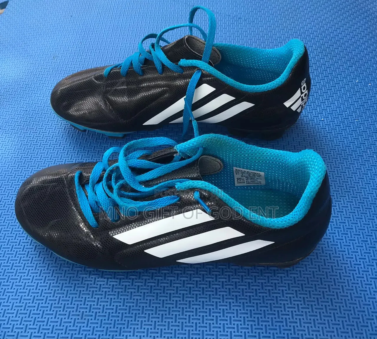 Adidas Soccer Cleats Conquisto FG Mens Size 38 Black Blue Running Shoe