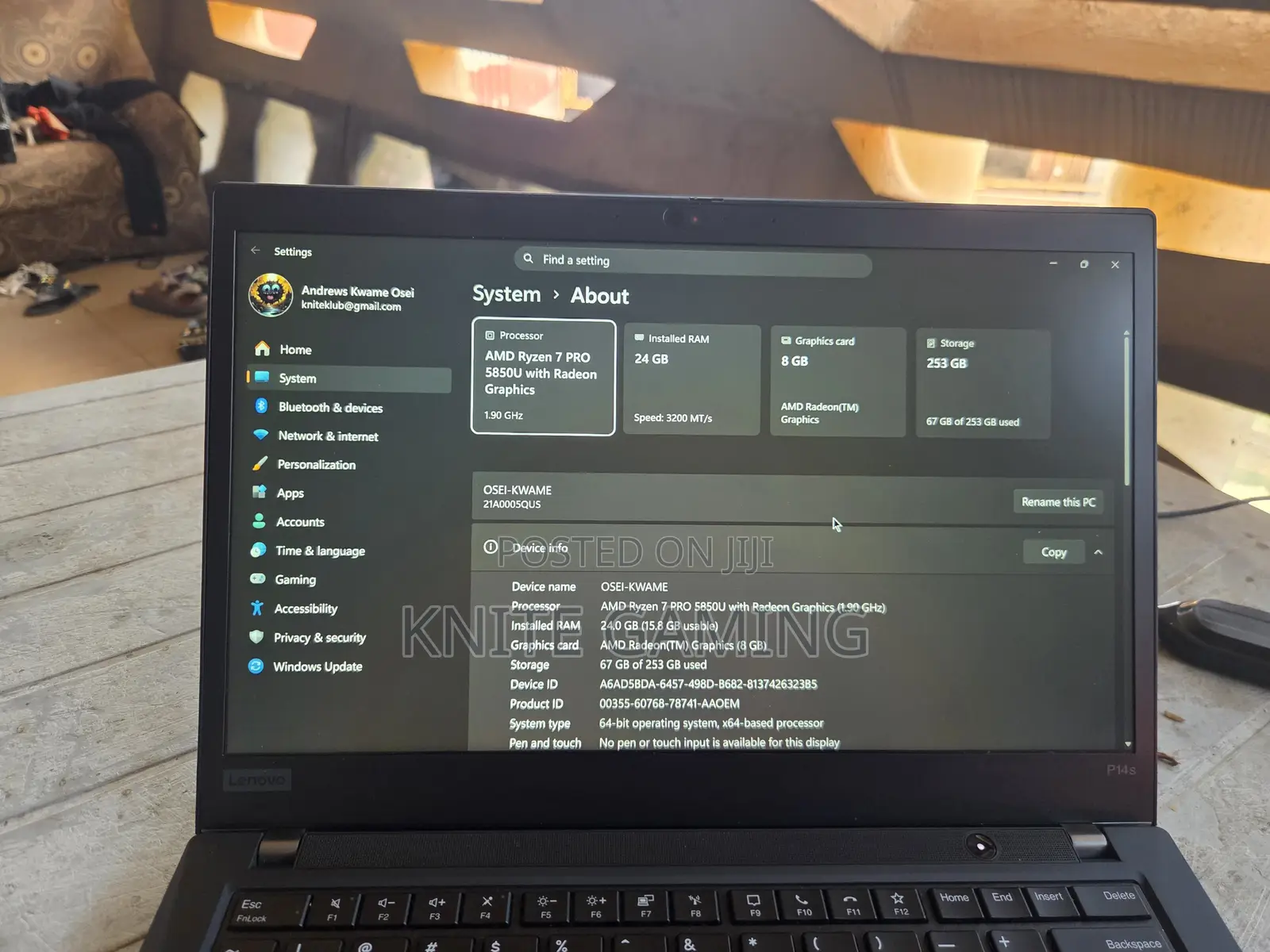 Laptop Lenovo ThinkPad P14s 24GB AMD Ryzen 7 SSD 256GB