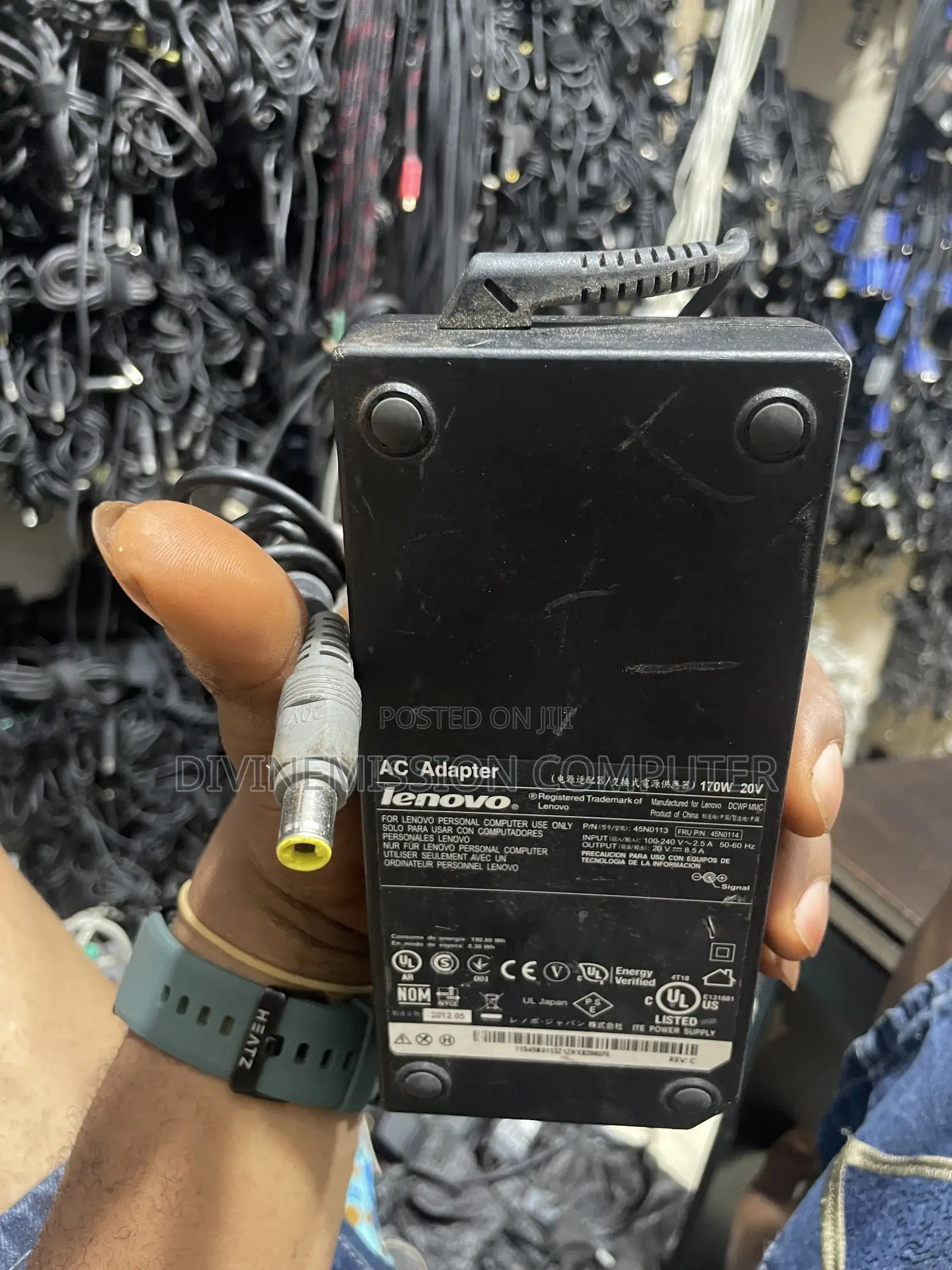 Lenovo 170w Round Pin Charger, Yellow Tip Adapter