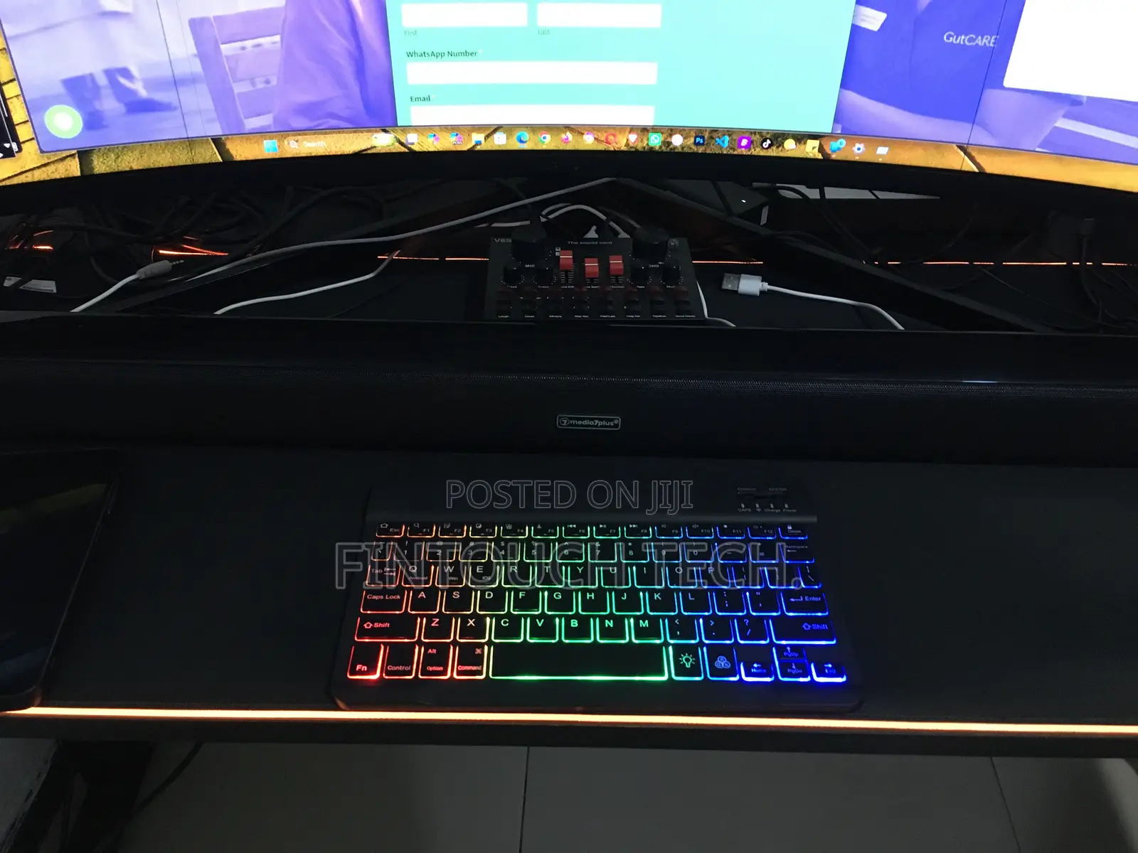 Ultra Slim Wireless Rechargeable Keyboard With RGB Light and Mouse