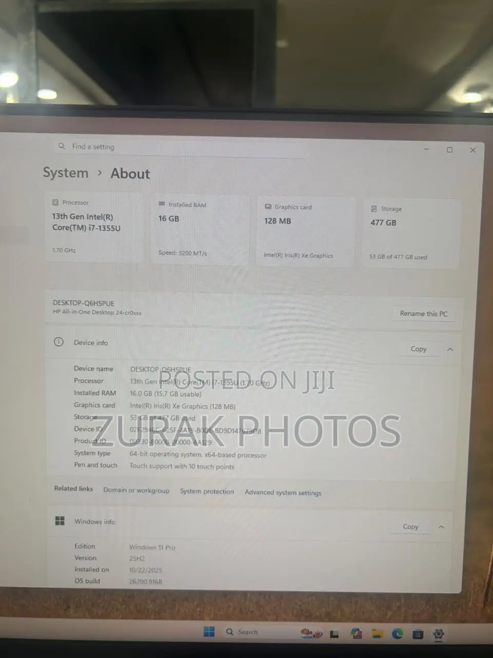 Desktop Computer HP AiO 24 16GB Intel Core i7 SSD 512GB