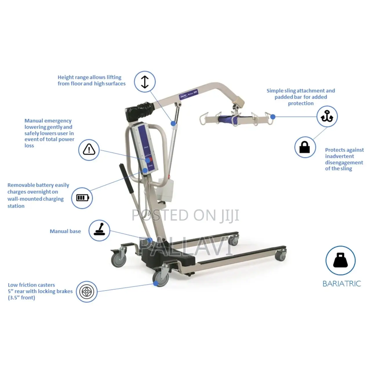 Invacare Reliant 450 Battery Powered Hoyer Lift With Battery TESTED