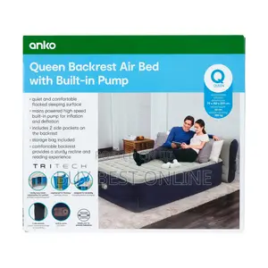 Queen Backrest Air Bed, With Built-in Pump
