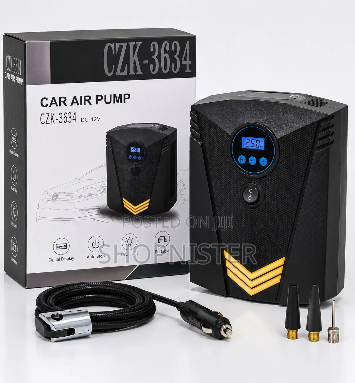 Digital Car Air Pump 12V – Portable Electric Tyre Inflator