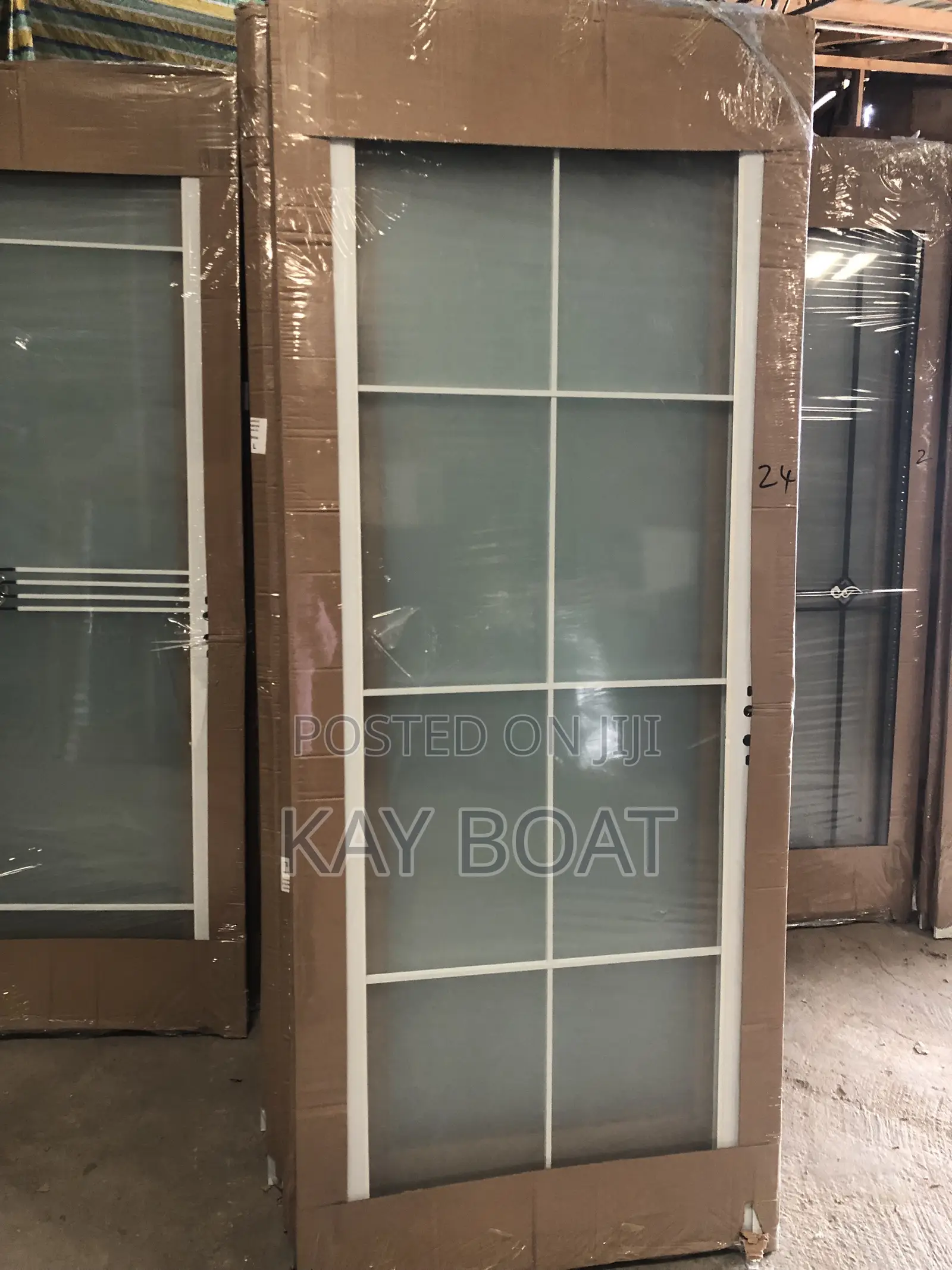 A White Frame Glass Door