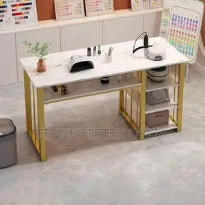Manicure Table With Gold Frame 120cm