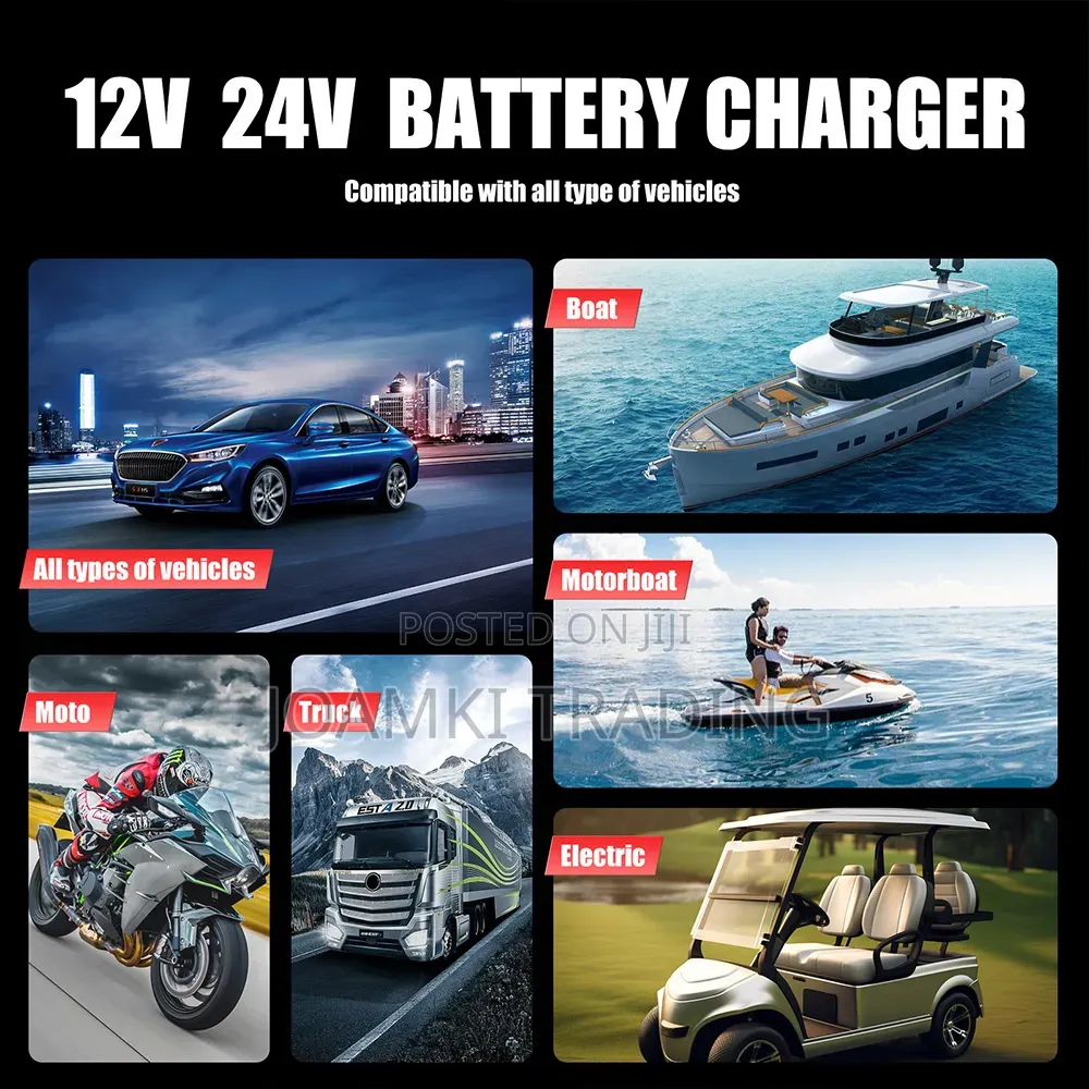 12v25a-24v15a Car Battery Charger, Smart Charger With Booster Mode