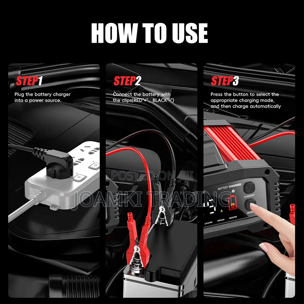 12v25a-24v15a Car Battery Charger, Smart Charger With Booster Mode