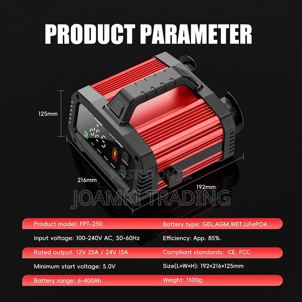 12v25a-24v15a Car Battery Charger, Smart Charger With Booster Mode