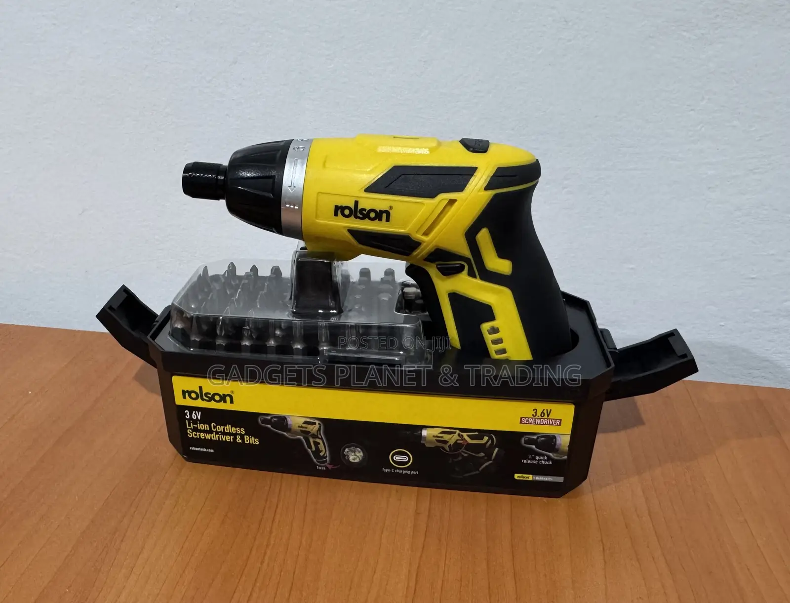 Rolson 3.6V Cordless Rechargeable Screwdriver Bits With Torch Light