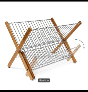 Non Rusty Foldable Bamboo Plate Rack
