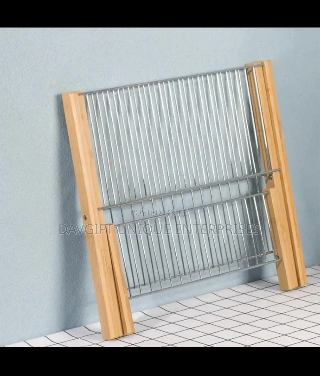 Non Rusty Foldable Bamboo Plate Rack