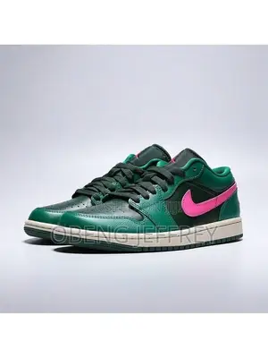 Original Air Jordan 1 Low Fir Green/Pink Swoosh