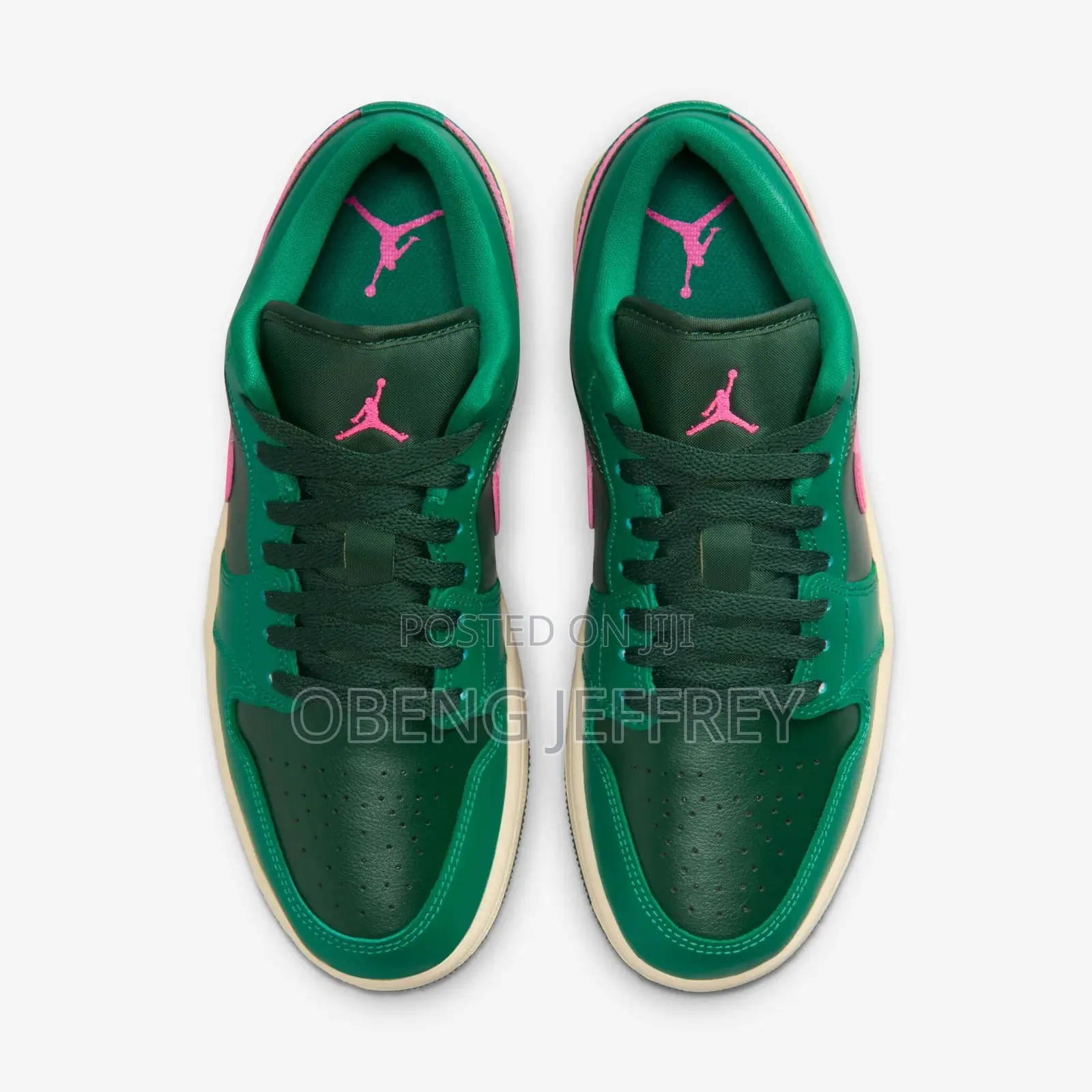 Original Air Jordan 1 Low Fir Green/Pink Swoosh