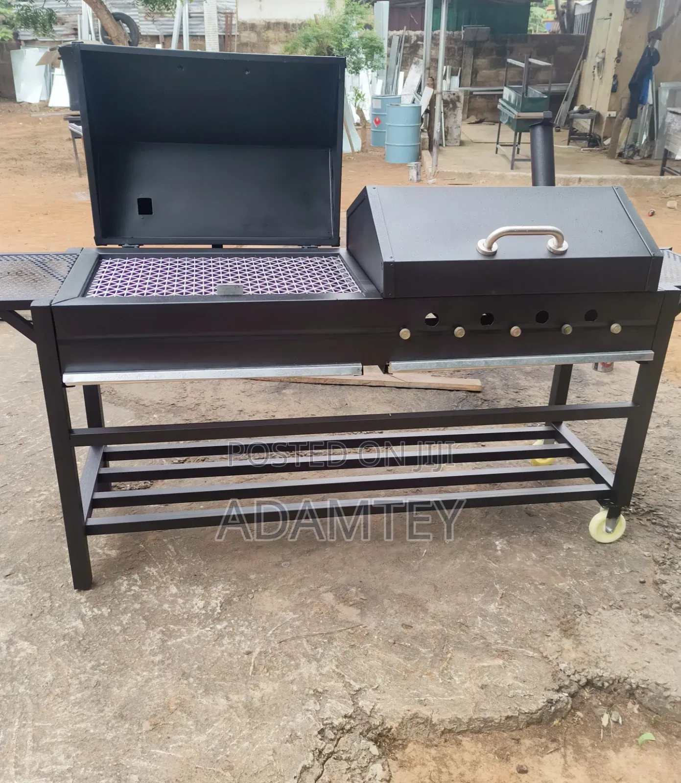 Double Grill Half Charcoal Have Gas
